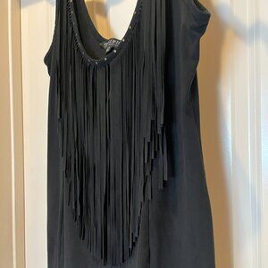 Idyllwind Black Fringe Dress with Studs, light used,  Large
